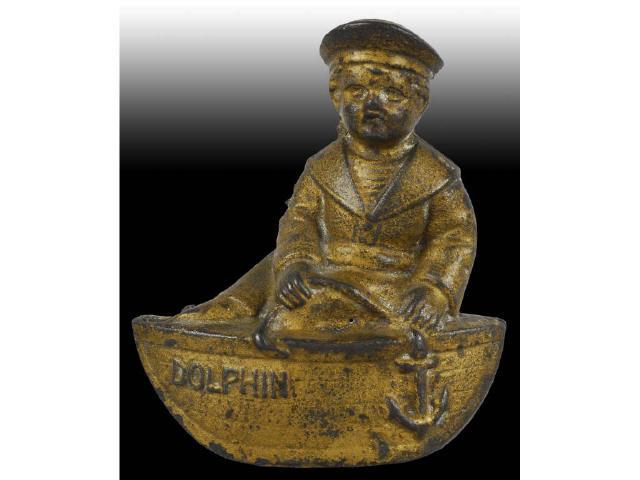 Appraisal: Cast Iron Gold Dolphin Still Bank Description Made by Grey