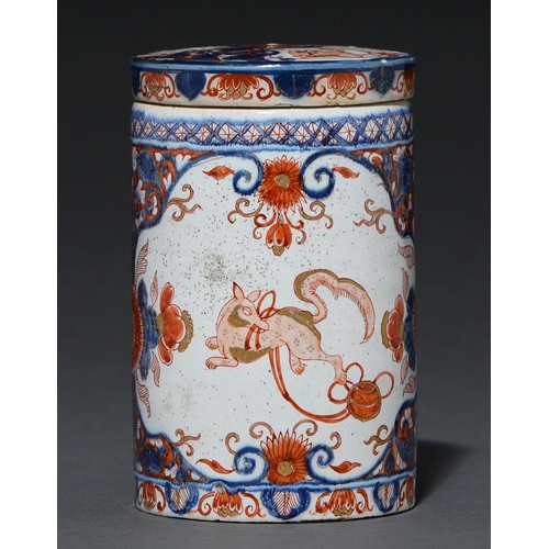 Appraisal: A Dutch Delftware canister and cover Ary van Rijsselberg early