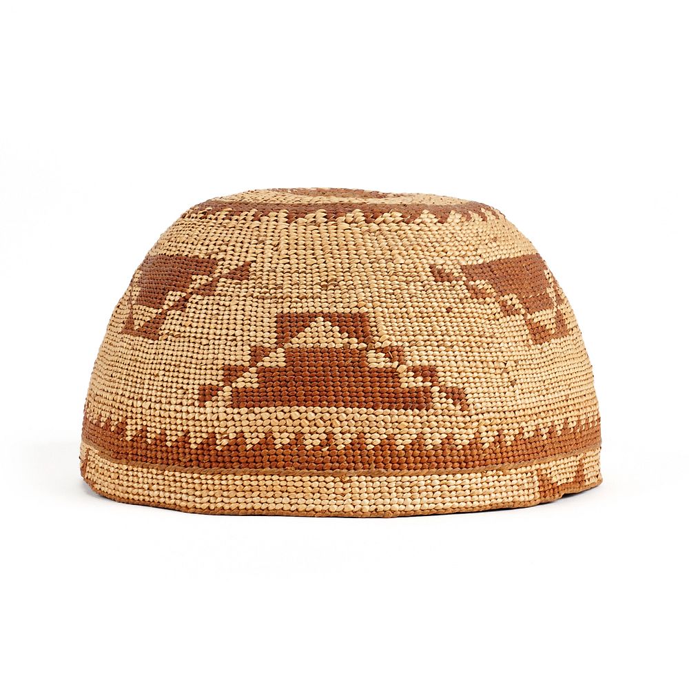 Appraisal: Hupa Two-Color Woven Basket Hat Native American Hupa woven basket