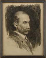 Appraisal: WILL ROWLAND DAVIS American - CHARCOAL SKETCH OF A MUSTACHED