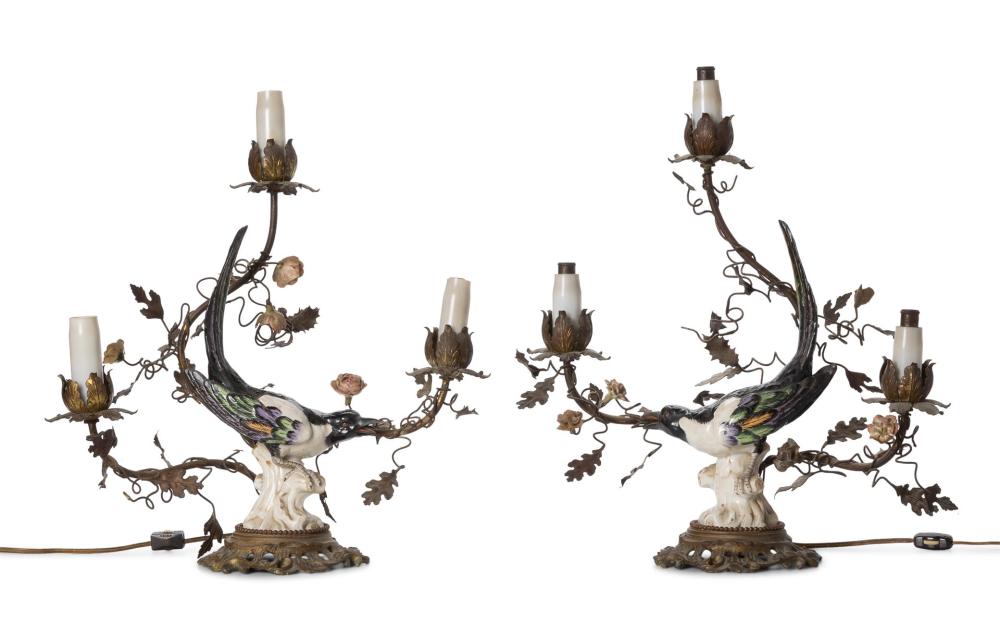 Appraisal: A pair of French boudoir lamps Second-Quarter th Century Bases