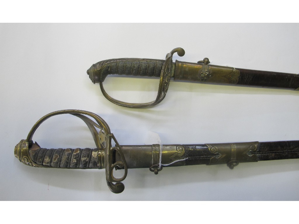 Appraisal: A lot comprising two infantry officer's swords