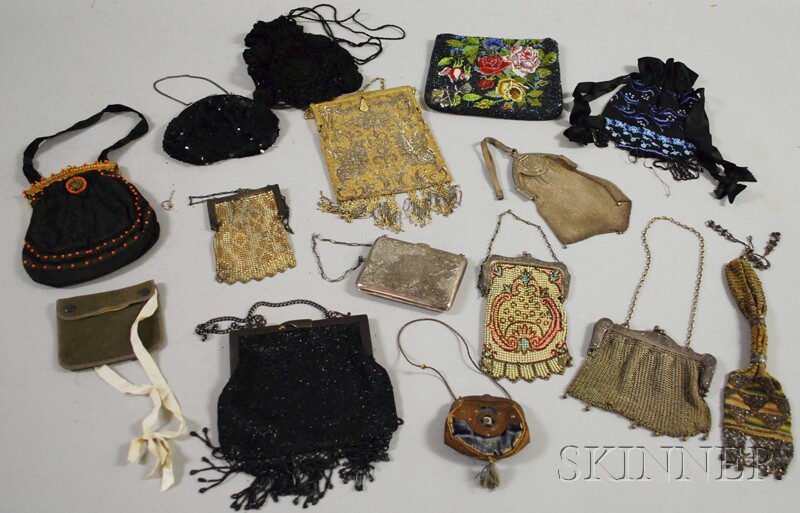 Appraisal: Group of Antique Lady's Purses including a black silk and