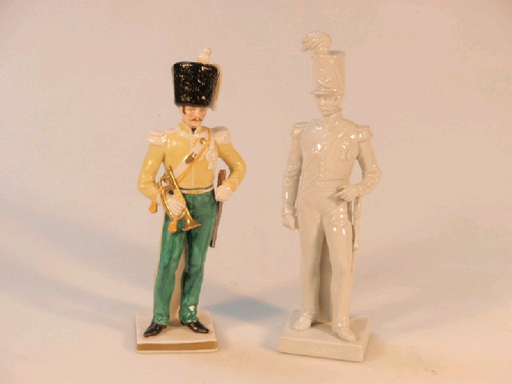 Appraisal: A thC German porcelain figure of a soldier Trompette du