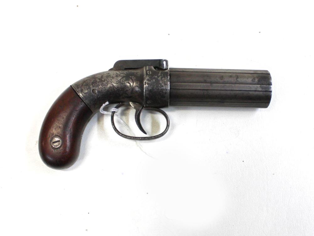 Appraisal: ALLEN AND THURBER PERCUSSION PEPPERBOX REVOLVER caliber cast steel barrels