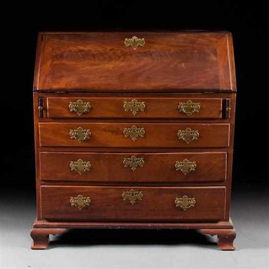 Appraisal: American Chippendale walnut slant-front desk Pennsylvania circa fitted interior four