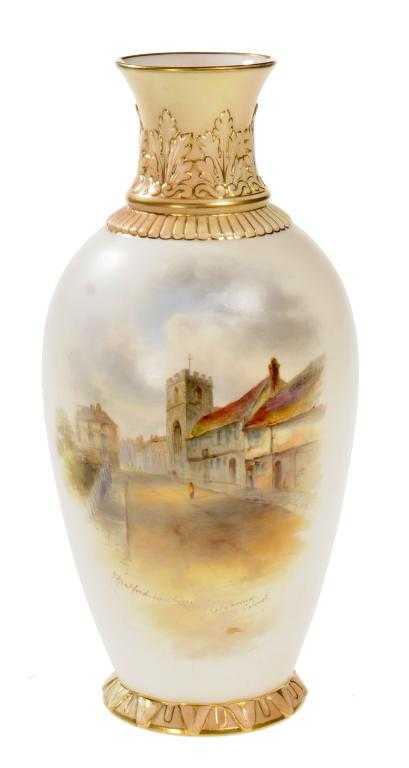 Appraisal: A GRAINGER WORCESTER VASE painted with a view of the