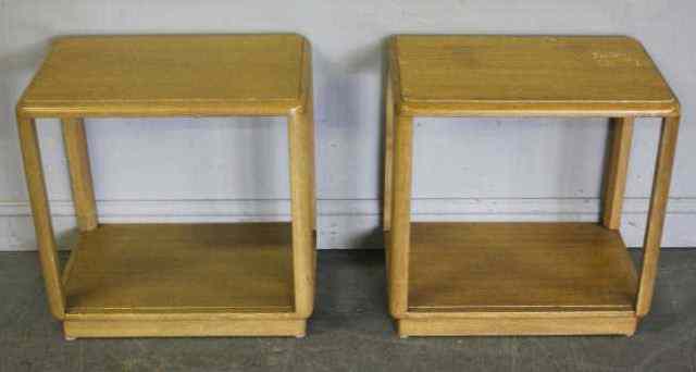 Appraisal: Pair of Labeled Midcentury Dunbar End Tables From a Greenwich