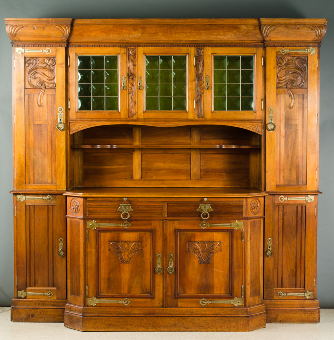 Appraisal: A LARGE CARVED WALNUT SIDEBOARD Continental late th early th