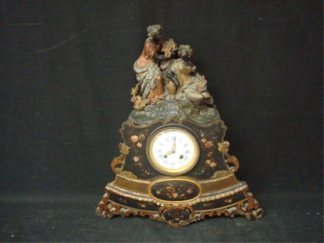 Appraisal: Papier Machier and Gilt Metal Clock From a Purchase NY