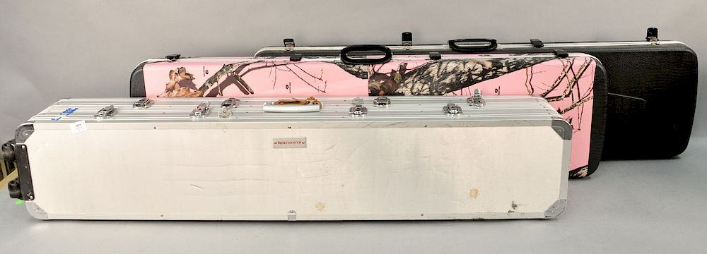 Appraisal: Three gun cases one is a double case with wheels