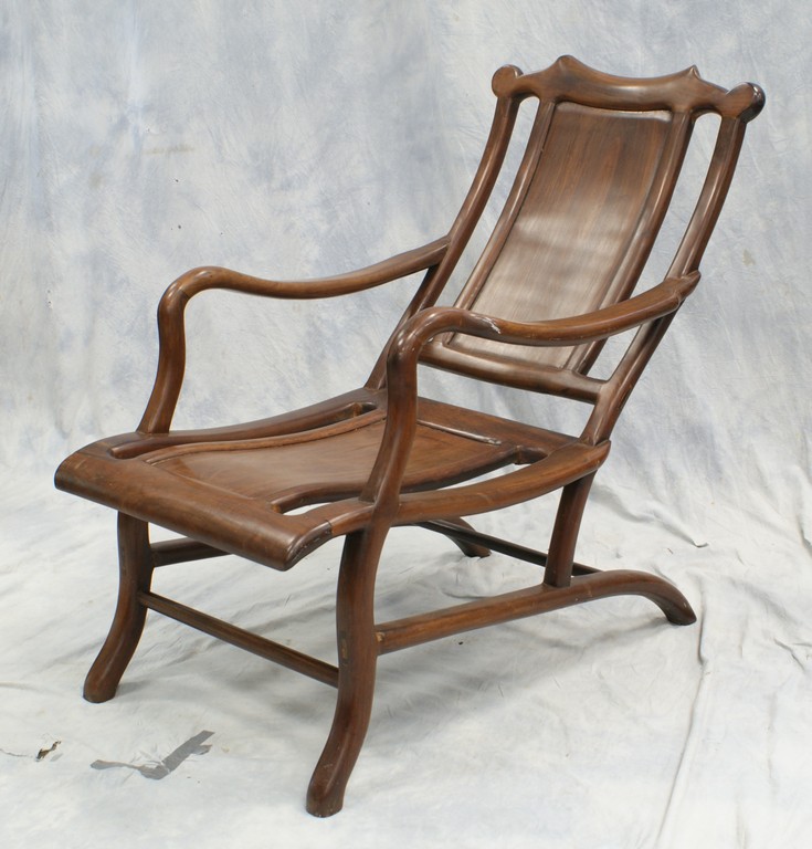 Appraisal: Chinese Teakwood Lounge Chair h - w approx d