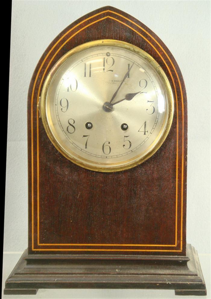 Appraisal: German inlaid mahogany beehive mantle clock t s Bailey Banks