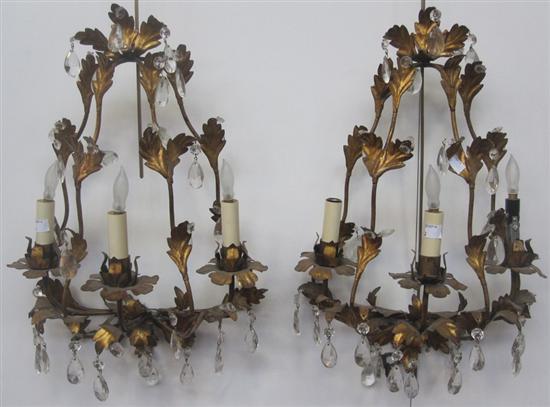 Appraisal: PAIR OF SCONCES A pair of Italian gilt metal scrolled