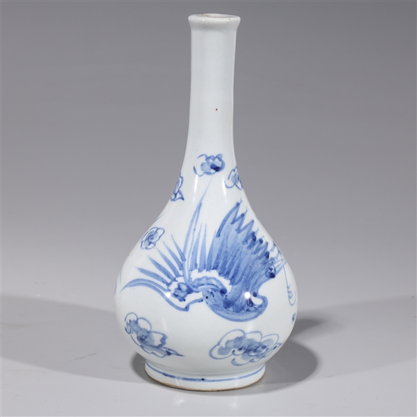 Appraisal: Korean blue and white porcelain bottle vase with phoenix birds