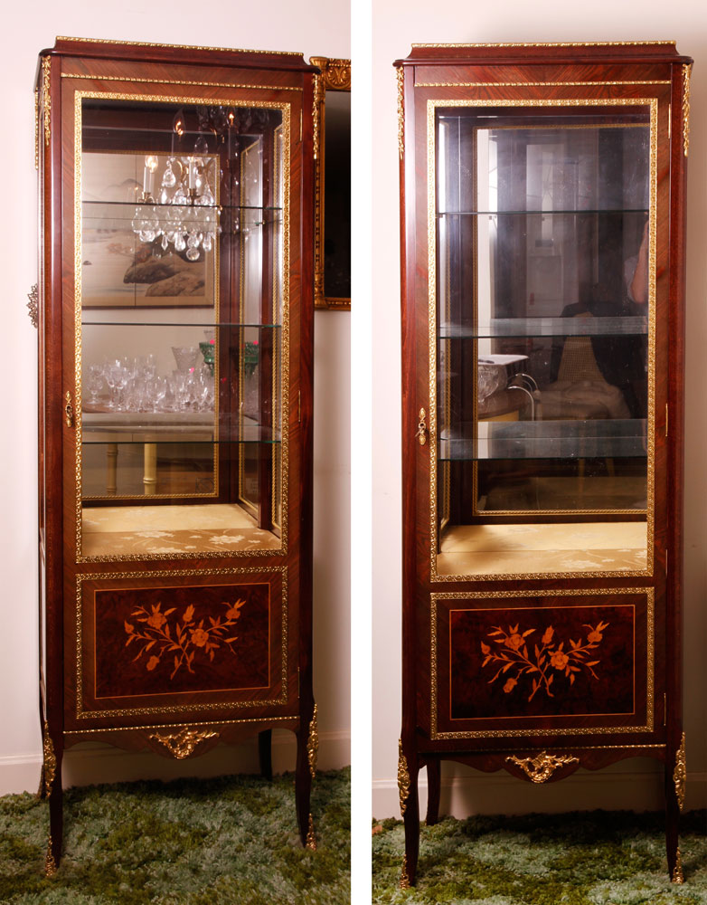 Appraisal: - Pair of Louis XV XVI Style Display Cabinets Pair