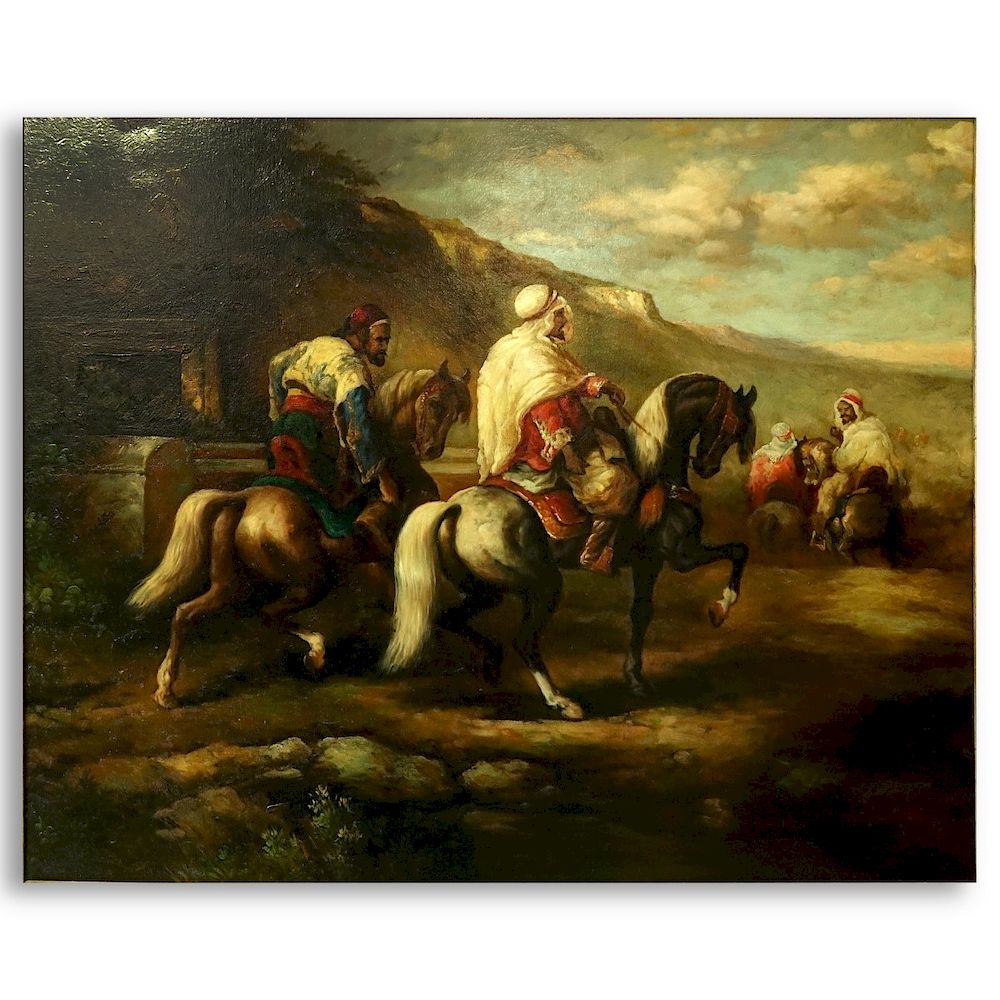 Appraisal: Modern Orientalist O C Bedouin Horsemen Modern Orientalist Oil On