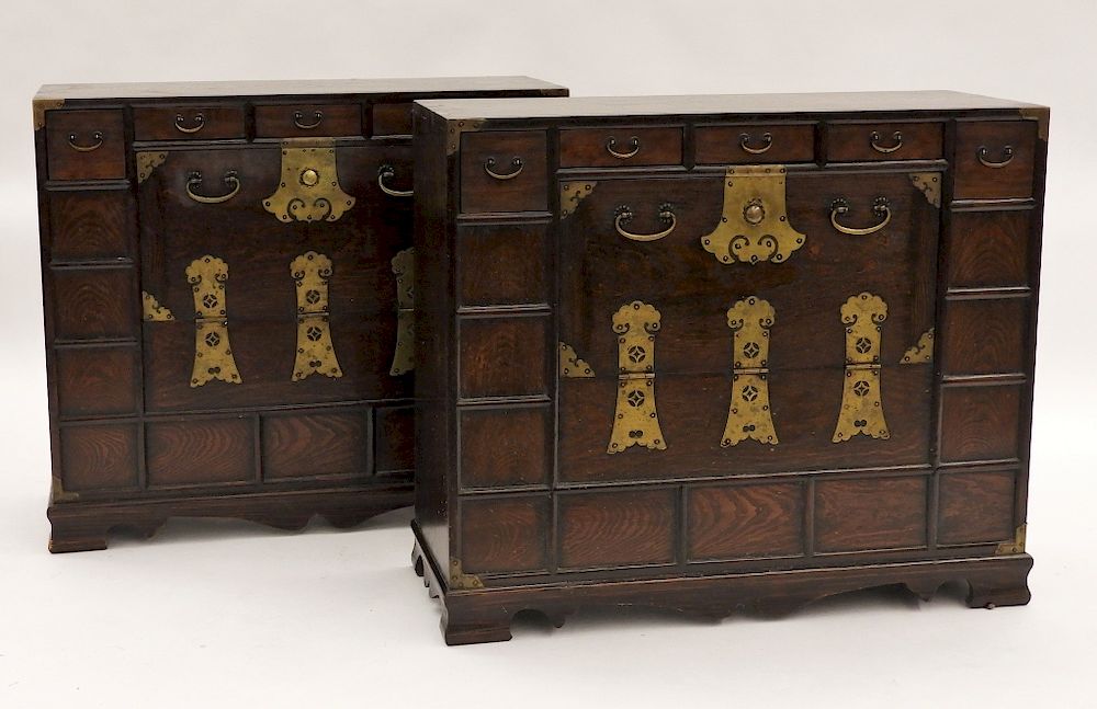 Appraisal: PR Korean Asian Carved Hardwood Tansu Chest Korea th Century