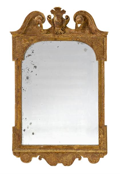 Appraisal: George II giltwood wall mirror th century The arched mirror