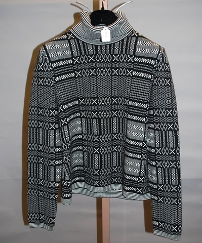 Appraisal: Bill Blass black white cashmere long sleeve ski turtleneck sweater