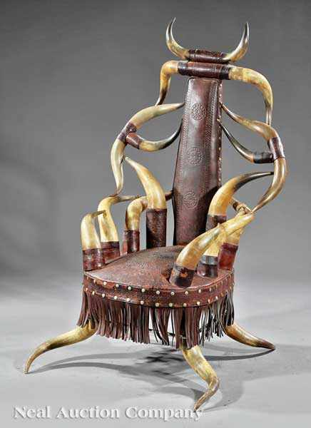 Appraisal: A Rare Antique American Horn Armchair late th c probably