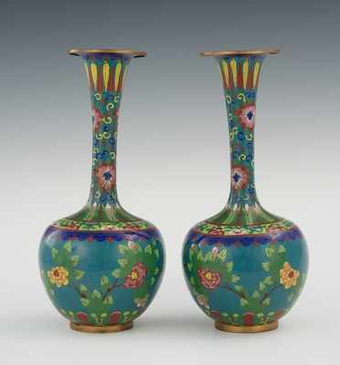 Appraisal: A Pair of Chinese Cloisonne Vases ca th Century Apprx