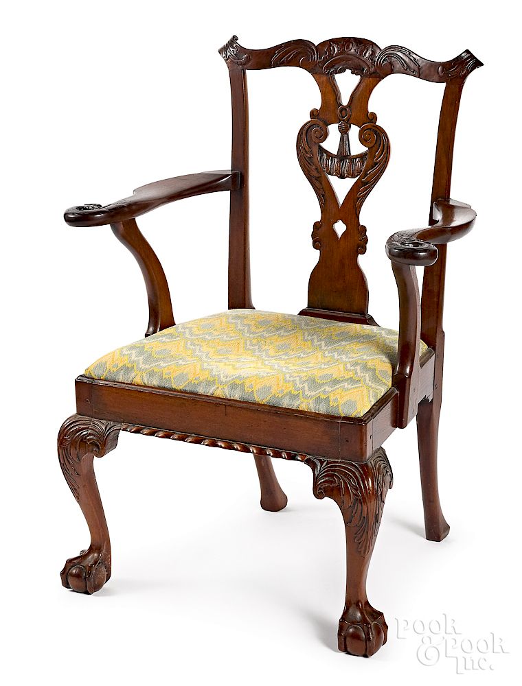 Appraisal: New York Chippendale mahogany armchair Exclusive on Bidsquare New York