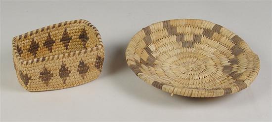 Appraisal: Native American Miniature Papago Baskets Small x grain bowl small