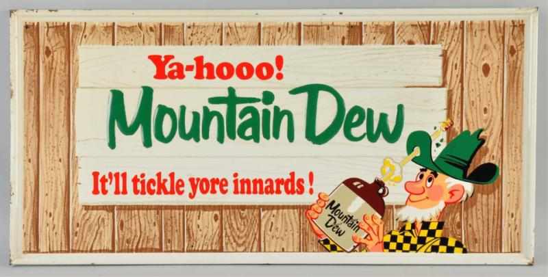 Appraisal: Embossed Tin Mountain Dew Sign Description A few small paint