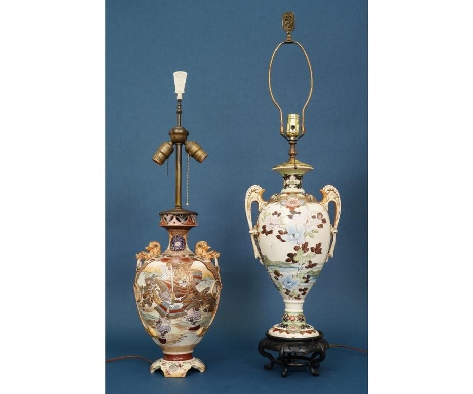 Appraisal: Two Japanese ceramic table lamps circa converted from vases Tallest