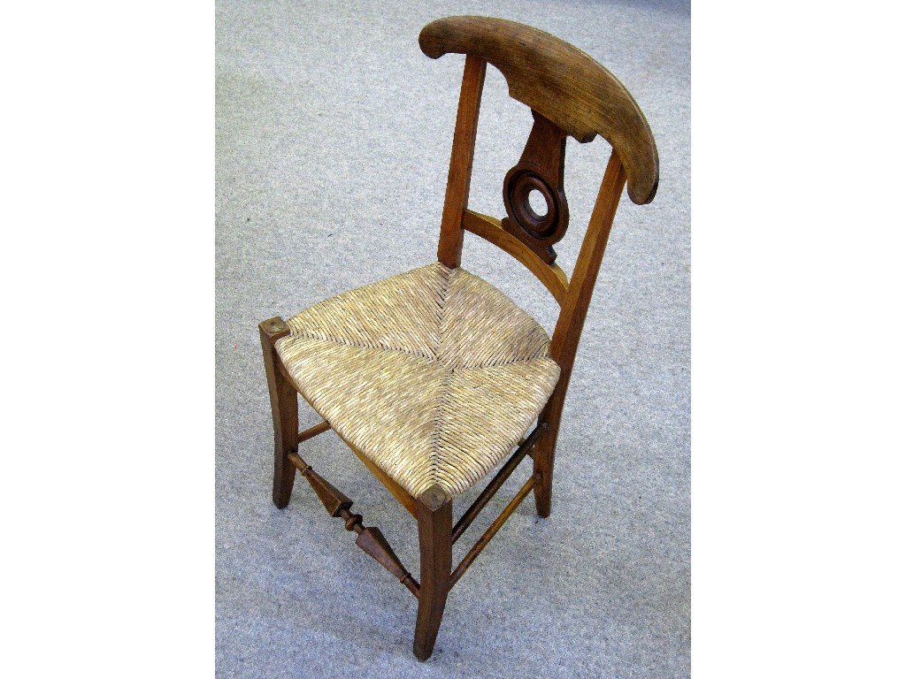 Appraisal: Biedermeir style chair with carved splat and rush seat