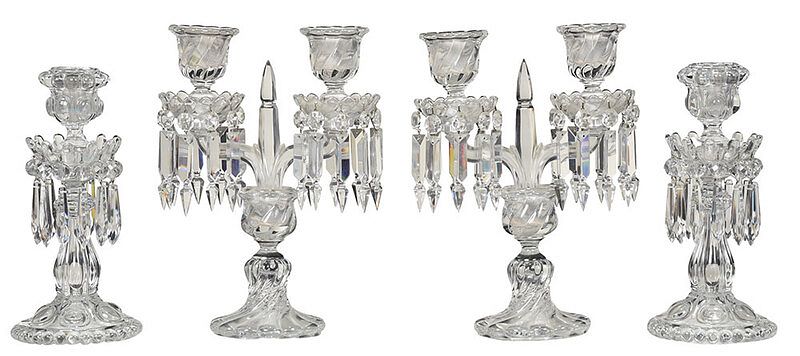 Appraisal: Two Pairs Signed Baccarat Crystal Candelabra French th century pair