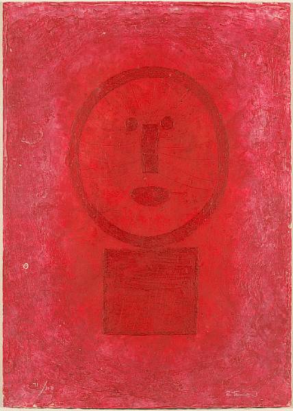 Appraisal: Rufino Tamayo Mexican - Cara en Rojo P Mixograph printed