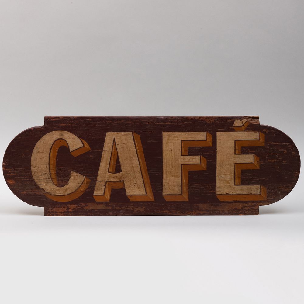 Appraisal: American Painted Caf Trade Sign x in Condition Losses to