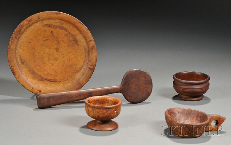 Appraisal: Five Early Woodenware Items America late th early th century