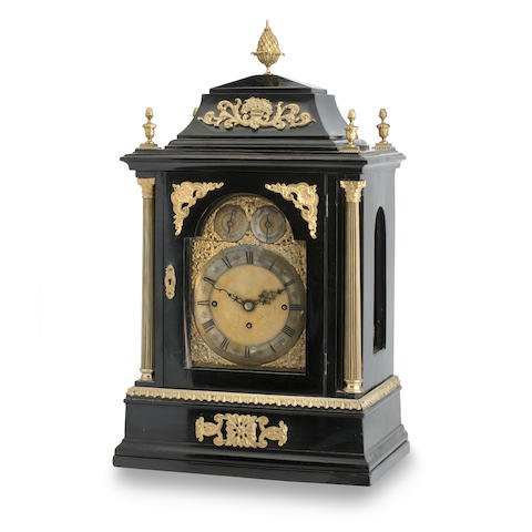 Appraisal: A large th century ebonised bracket clock The inch arched