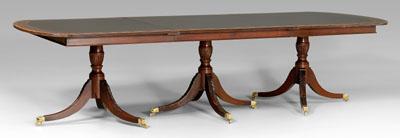 Appraisal: Federal style mahogany dining table three pedestals each pedestal with