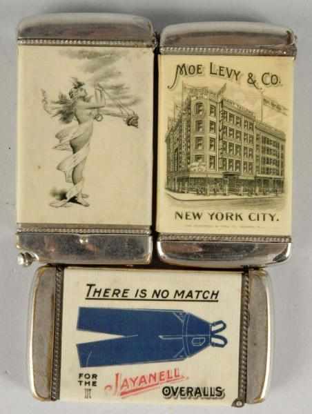 Appraisal: Lot of Early Advertising Match Safes Condition Excellent Plus Size