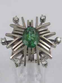 Appraisal: A white metal tests ct gold green tourmaline and diamond