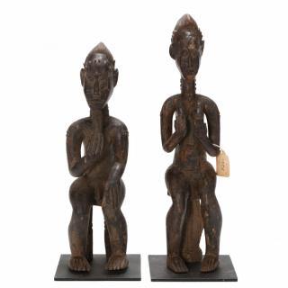 Appraisal: Ivory Coast Baule Ancestral Figures carved wood seated male and