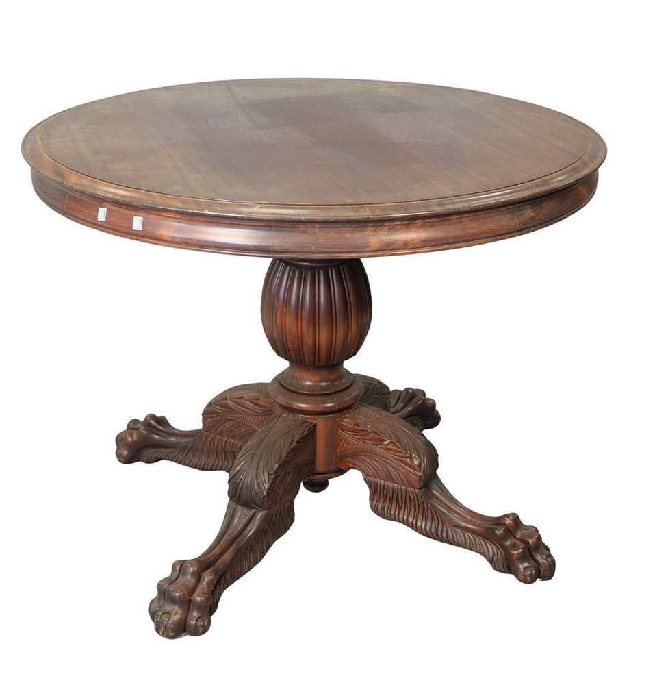 Appraisal: Victorian Style Round Mahogany Center Table with ball and claw