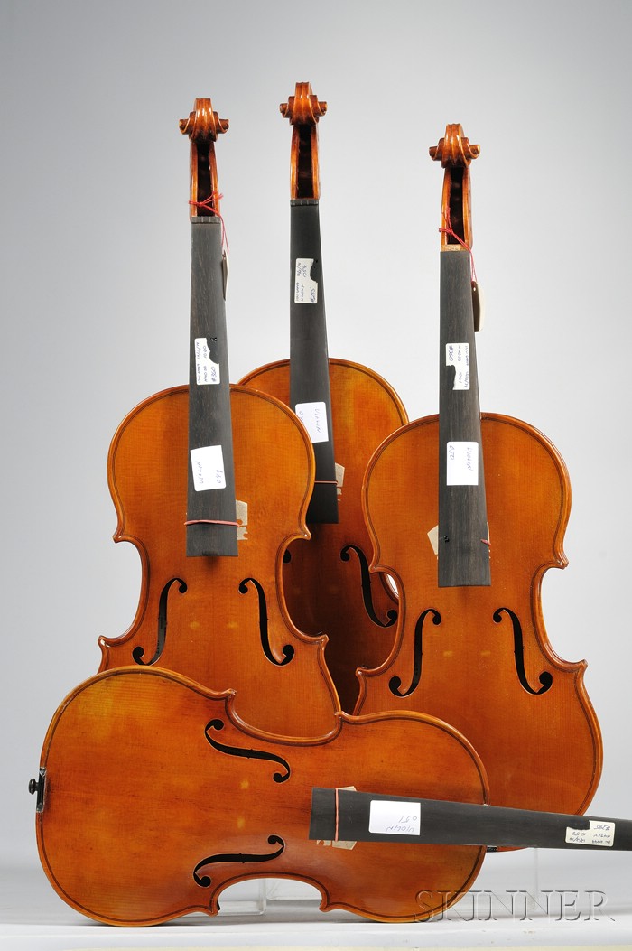 Appraisal: Four Modern Violins Arthur Teller Erlangen bearing the maker's label