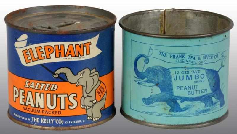 Appraisal: Lot of Peanut Related Tins Description Both with elephant graphics