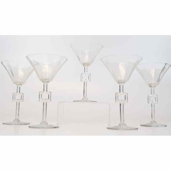 Appraisal: Lot of Five Modern Stemmed Glasses Five pieces of matching