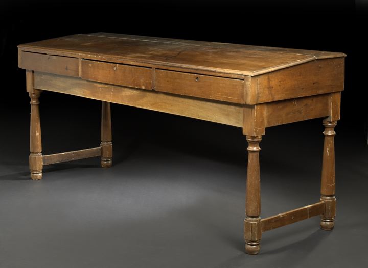 Appraisal: Vernacular American Walnut Three-Section Cotton Gin Clerk's Desk third quarter