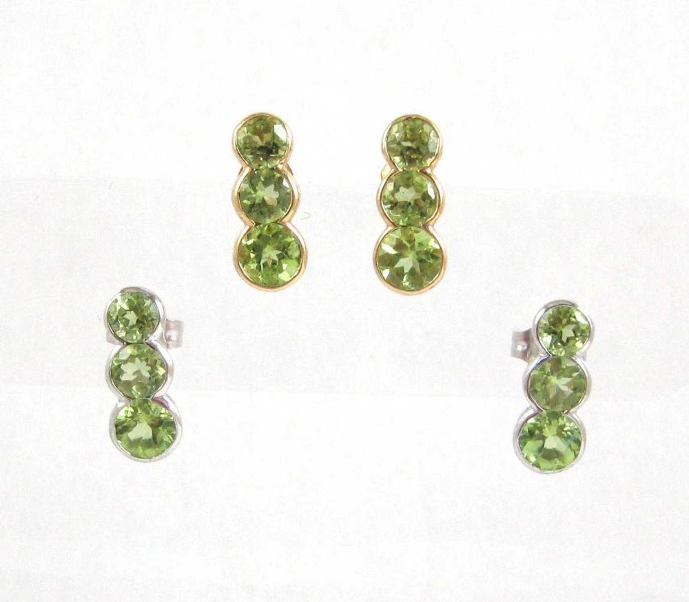 Appraisal: TWO PAIRS OF PERIDOT STUD EARRINGS including a pair of