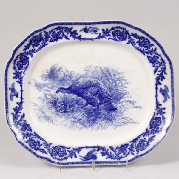 Appraisal: Cauldon England Staffordshire flow blue ironstone turkey platter with turkey