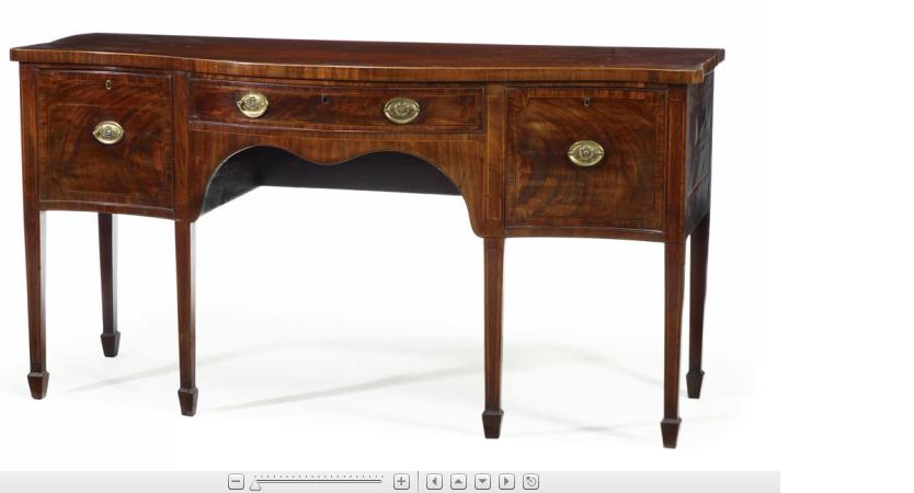 Appraisal: George III mahogany sideboard the satinwood banded serpentine top over