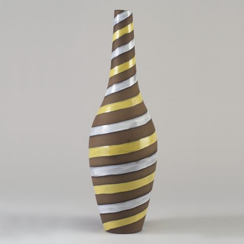 Appraisal: UPSALA EKEBY Large bottle-shaped vase with yellow and white spiral