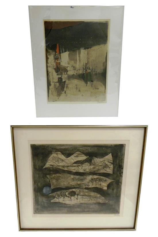 Appraisal: Jonny Friedlander Polish-French - two abstract color aquatints first a